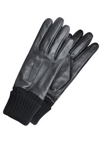 Pieces, Damen Handschuhe Leder, Schwarz