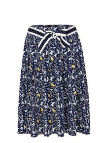 s.Oliver BLACK LABEL, Damen Faltenrock mit Tape-Gürtel, Blau / Gelb / Weiß
