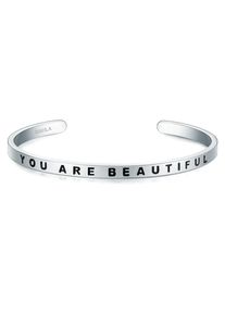 Nahla Jewels, Damen Armband mit YOU ARE BEAUTIFUL-Schriftzug, Schwarz / Silber