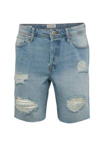 Jack & Jones JACK & JONES, Herren Shorts 'JJIRICK SHORTS DENIM CUT OFF CAMP', Blue Denim