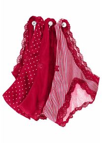Lascana, Damen Brasilslips (3 St&uuml;ck), Blutrot