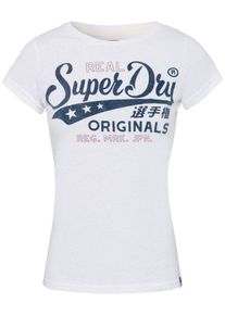 Superdry, Damen T-Shirt, Blau / Weiß