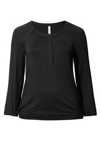 sheego Casual, Damen Langarmshirt, Schwarz