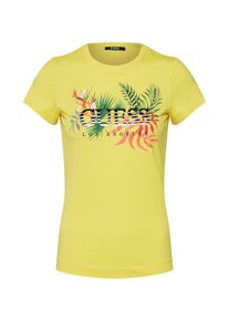 Guess, Damen Shirt 'SS CN JUNGLE TEE', Gelb / Mischfarben