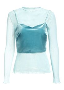 Apart, Damen Netzshirt mit Samttop mit abnehmbarem Top, Türkis / Pastellblau