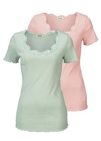 Boysen's BOYSEN'S, Damen T-Shirt (2er-Pack), Mint / Rosa
