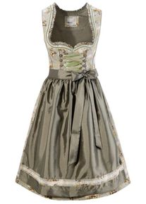 Marjo, Damen Marjo Dirndl kurz mit Satinschürze, Grau / Khaki / Mischfarben