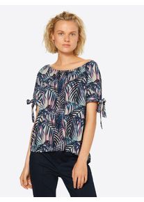 Q/S Designed By, Damen Shirt, Beige / Dunkelblau / Hellgrün