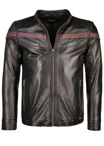 Maze, Herren Lederjacke mit Knopfverschluss am Ärmel 'Vail', Rot / Schwarz