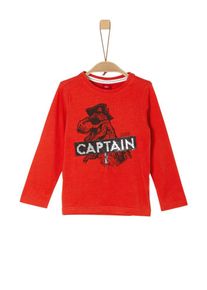 s.Oliver Junior, Longsleeve, Orangerot / Schwarz / Weiß