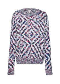 Q/S Designed By, Damen Pullover, Blau / Dunkelpink / Schwarz / Weiß