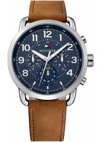 Tommy Hilfiger, Herren Multifunktionsuhr 'Casual Sport, 1791424', Dunkelblau / Braun