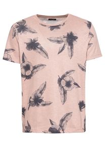 Jack & Jones JACK & JONES, Herren Print T-Shirt 'JPRLAID TEE', Dunkelblau / Rosa
