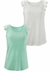 Vivance, Damen Tanktops (2 Stück), Mint / Perlweiß