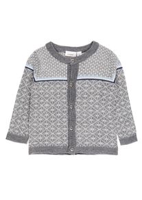 name it, M&auml;dchen Woll-Strickjacke, Graumeliert / Naturwei&szlig;
