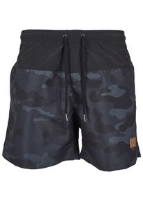 Urban Classics, Herren Shorts 'Block Swim', Rauchblau / Taubenblau / Schwarz