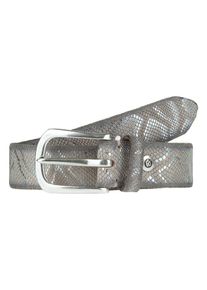 B.belt Handmade In Germany, Damen Ledergürtel mit Metallic-Schlangenprint, Hellbeige / Mischfarben / Silber