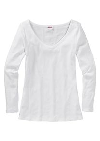 sheego Casual, Damen Langarmshirt aus weicher Shirtware, Wei&szlig;
