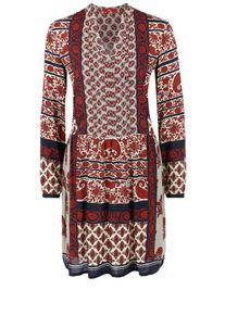 s.Oliver RED LABEL, Damen Blusenkleid im Ethno-Look, Beige / Dunkelblau / Rot