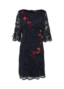 Vera Mont, Damen Spitzenkleid, Dunkelblau / Rot