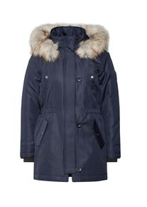 Only, Damen Parka, Dunkelblau / Hellbraun / Grau
