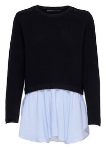Only, Damen Pullover 'JANELLE', Rauchblau / Schwarz / Weiß