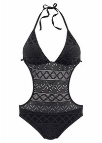 Lascana, Damen Monokini in H&auml;kel-Optik, Schwarz