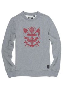 Element, Herren Sweatshirt 'Pioneers Crew', Graumeliert / Pastellrot