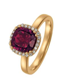 Christ, Damen Ring '60054991', Gold / Dunkelrot / Transparent