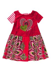 Desigual, Mädchen Jerseykleid 'Herz', Türkis / Apfel / Pink / Rot