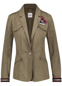 Taifun, Damen Blazer, Khaki / Rot / Weiß
