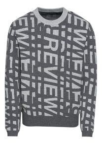 Review, Herren Pullover 'CN REV WORDING', Hellgrau / Dunkelgrau