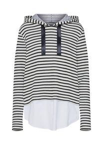 re.draft, Damen Pullover 'Striped Hoodie', Schwarz / Wei&szlig;