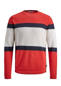Jack & Jones JACK & JONES, Herren Pullover, Navy / Hellrot / Weiß