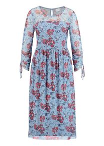 Taifun, Damen Kleid, Blau / Rauchblau / Dunkelrot