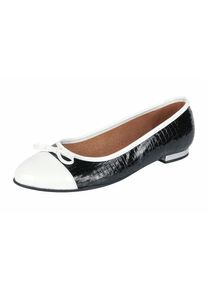 Heine, Damen Ballerina, Schwarz / Silber / Weiß