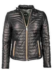 Maze, Damen Lederjacke mit Raffungen 'Sota', Gold / Schwarz