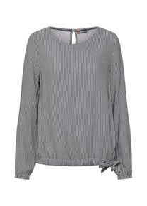 Street One, Damen Bluse 'Printed blouse w knotted botto', Schwarz / Weiß