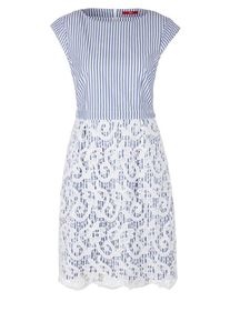 s.Oliver RED LABEL, Damen Streifenkleid mit Spitze, Blau / Wei&szlig;