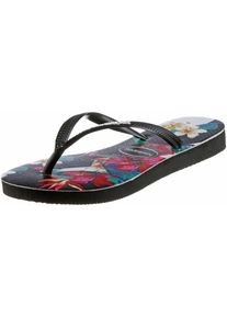 Havaianas, Damen Zehensandalen 'SLIM TROPICAL FLORA', Mischfarben / Schwarz