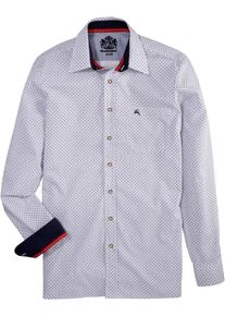 Hammerschmid, Herren Trachtenhemd in schmaler Form, Blau / Wei&szlig;