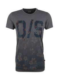 Q/S Designed By, Herren T-Shirt mit Label-Print, Braun / Graumeliert / Petrol