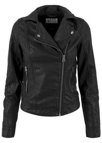 Urban Classics, Damen Biker Jacket, Schwarz