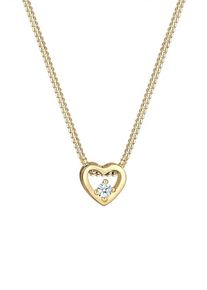 Diamore, Damen Halskette 'Herz', Gold / Weiß