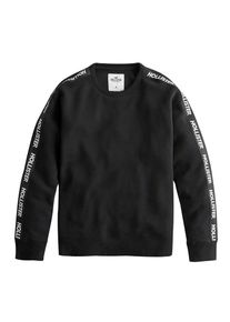 Hollister, Herren Sweatshirt 'BTS TAPING CREW 2CC', Schwarz / Weiß