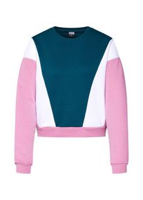 Urban Classics, Damen Sweatshirt 'Ladies 3-Tone Arrow Crew', Tanne / Rosa / Wei&szlig;
