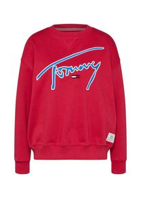 Tommy Jeans, Damen Pullover 'TOMMY SIGNATURE CREW', Hellblau / Hellrot