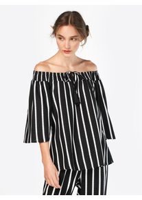 Eksept, Damen Bluse 'PRINT BLOUSE', Schwarz / Weiß