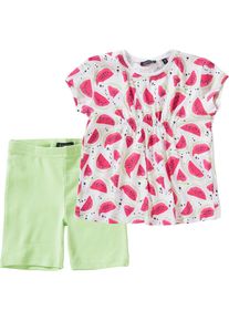 Blue Seven, M&auml;dchen Set T-Shirt + Shorts, Apfel / Pink / Schwarz / Wei&szlig;