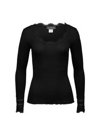 rosemunde, Damen Spitzen-Longsleeve mit Seide, Schwarz